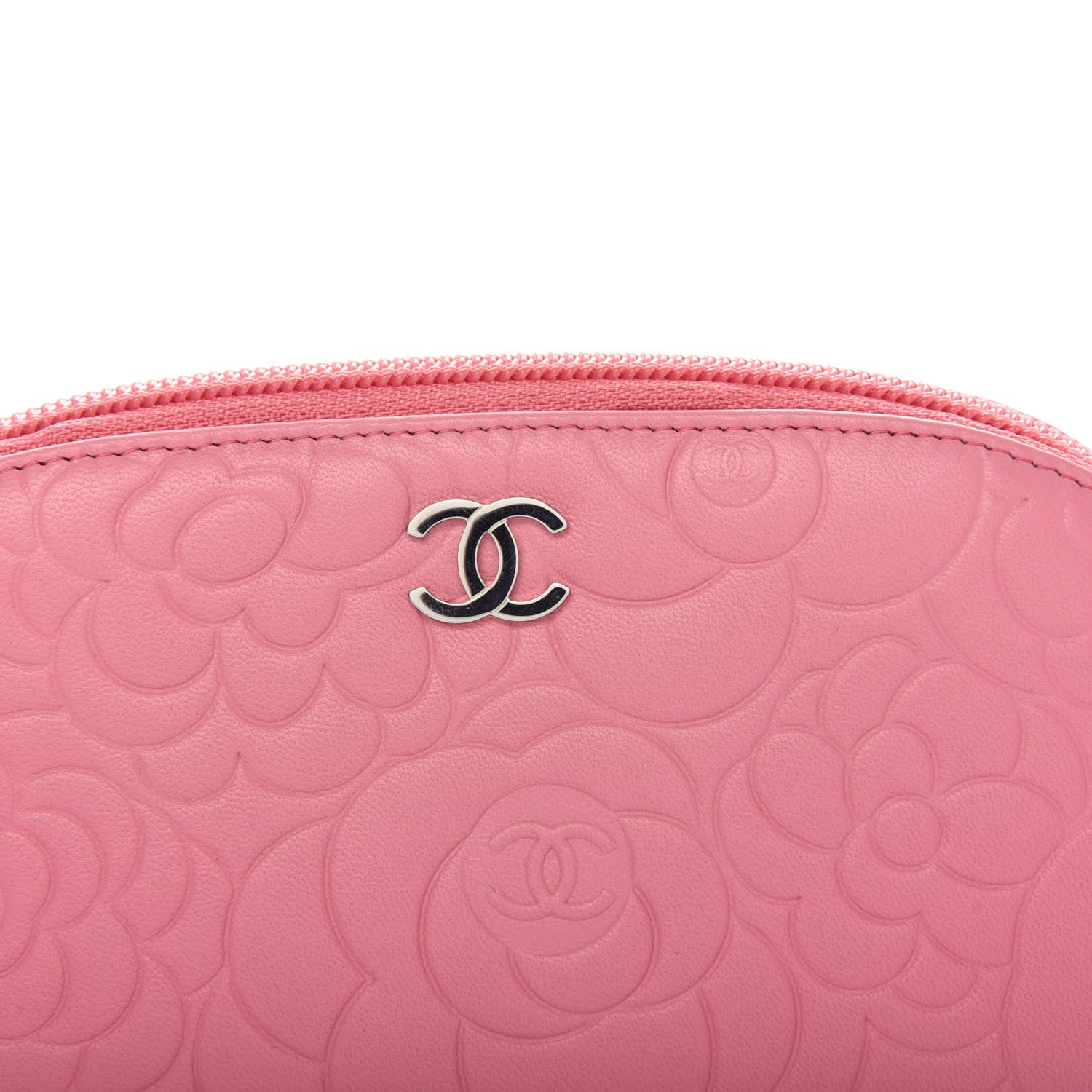 Chanel Lambskin Camellia Embossed Cosmetic Case Pink 8 of 8