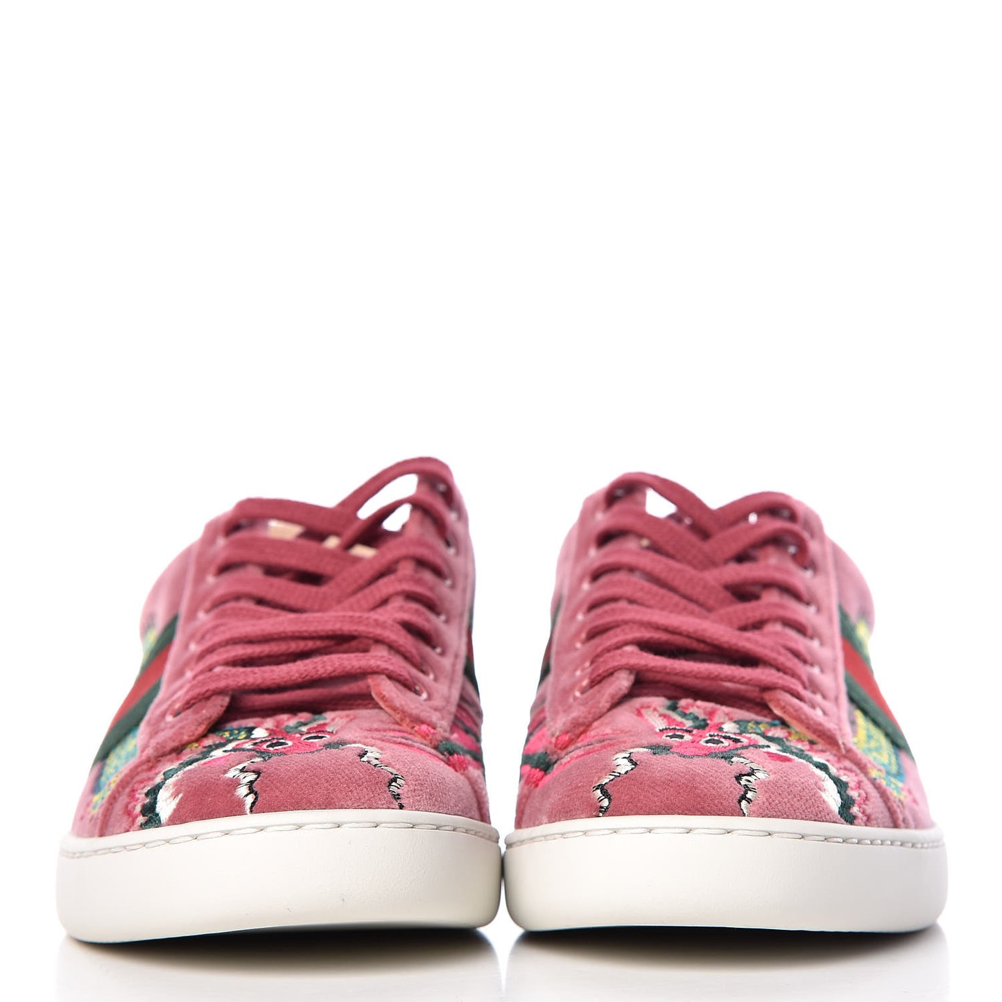 Velvet Nappa Web Dragon Embroidered Womens Ace Sneakers 35 Tibet Red