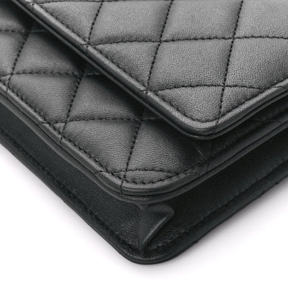Chanel Lambskin Quilted Wallet On Chain WOC So Black 11 of 12