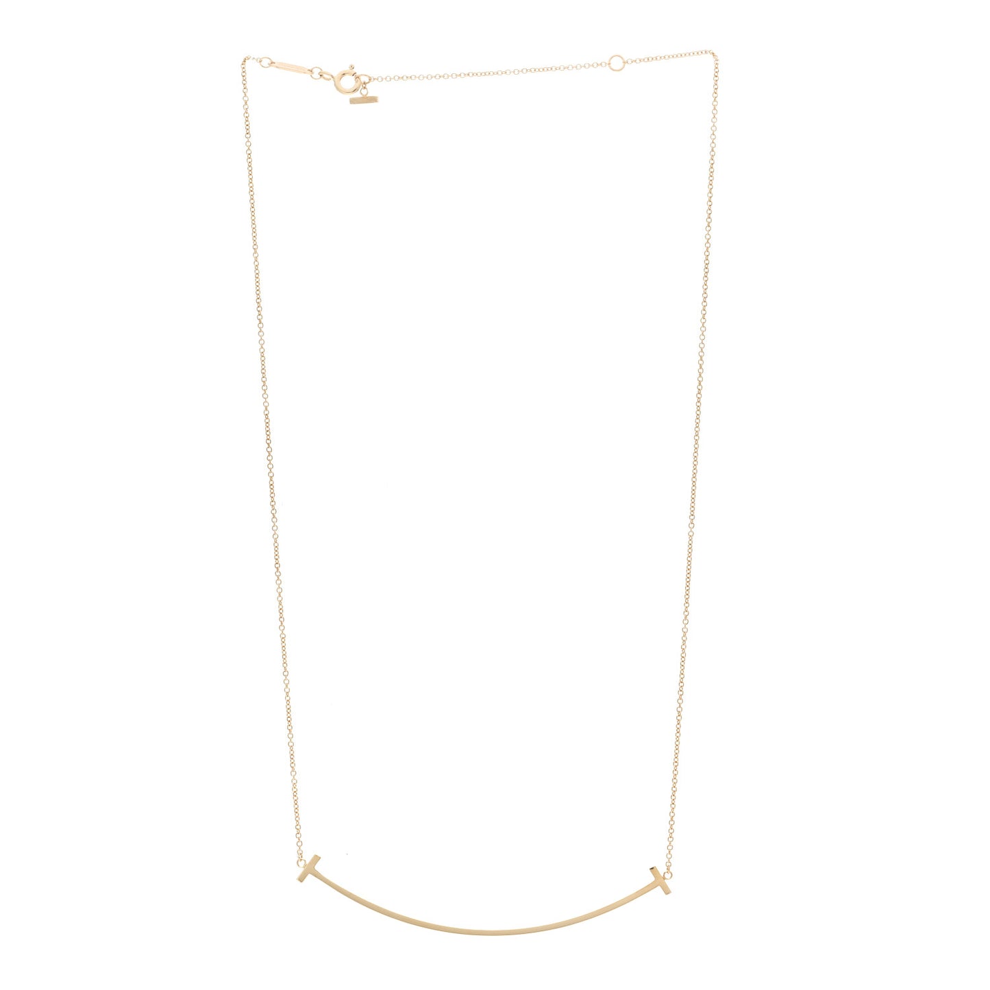 18K Yellow Gold Large T Smile Pendant Necklace