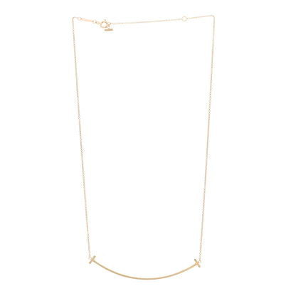 Tiffany 18K Yellow Gold Large T Smile Pendant Necklace 3 of 6