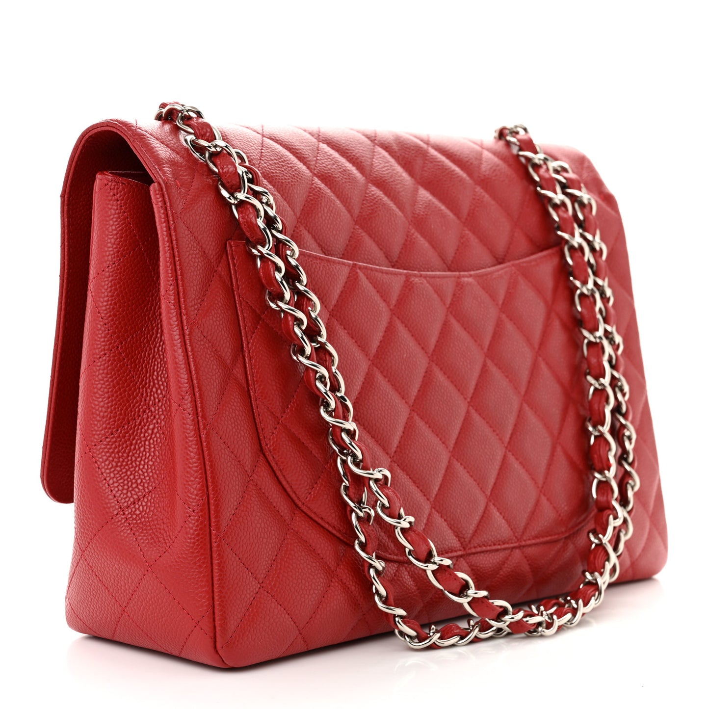 Caviar Quilted Maxi Single Flap Red