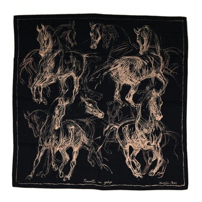 Hermes Cashmere Silk Pirouette au Galop Shawl 140 Marine Naturel Beige 1 of 6