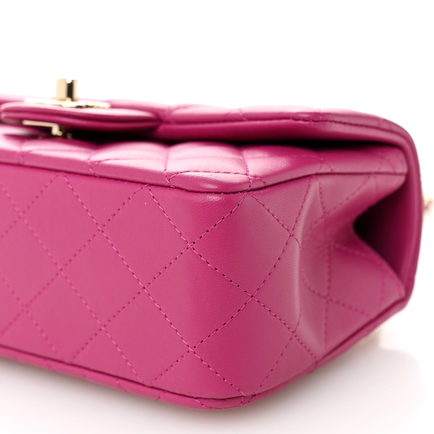 Lambskin Quilted Mini Top Handle Rectangular Flap Fuchsia