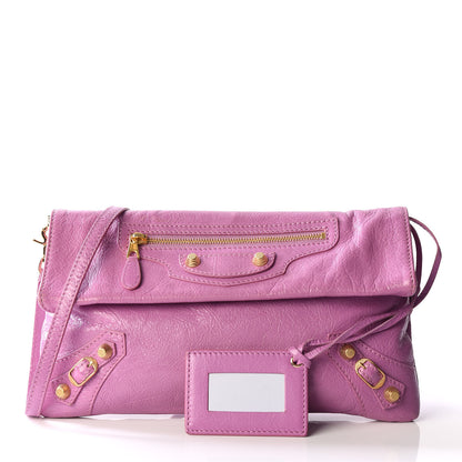 Balenciaga Agneau Giant 12 Gold Hardware Envelope Strap Clutch Rose Berlingot 9 of 9