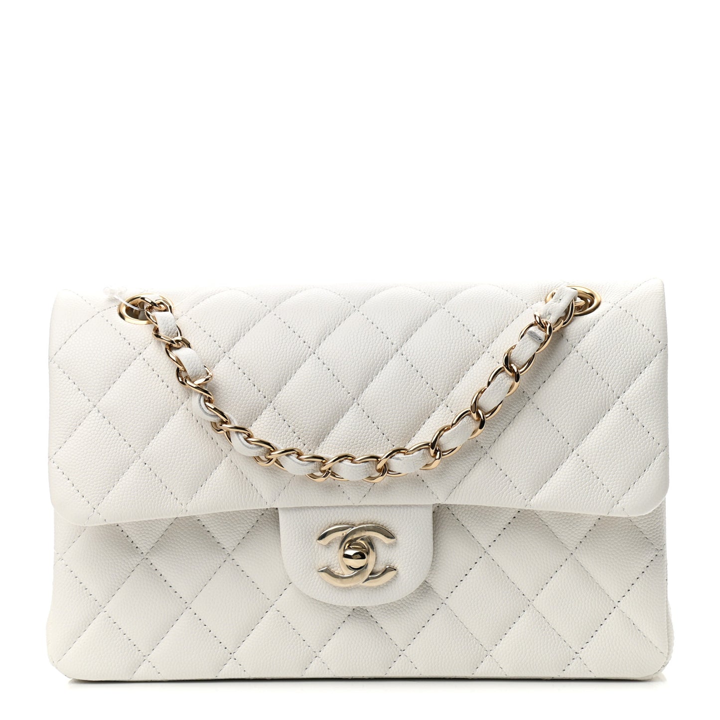 Caviar Quilted Small Double Flap White