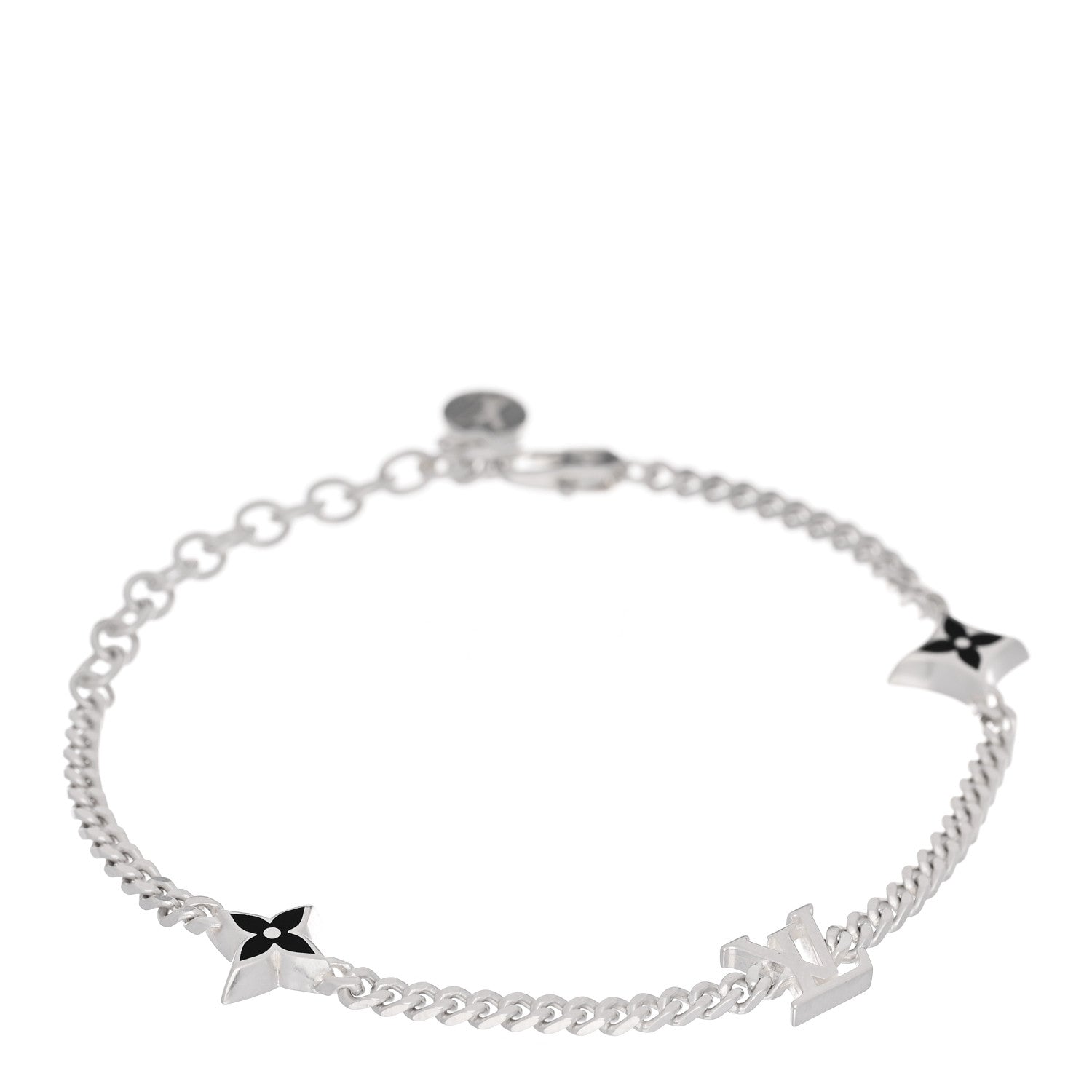 Louis Vuitton Sterling Silver Enamel LV Spike Bracelet Black 1 of 4