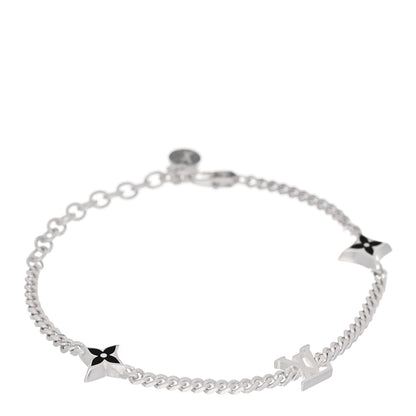 Louis Vuitton Sterling Silver Enamel LV Spike Bracelet Black 1 of 4