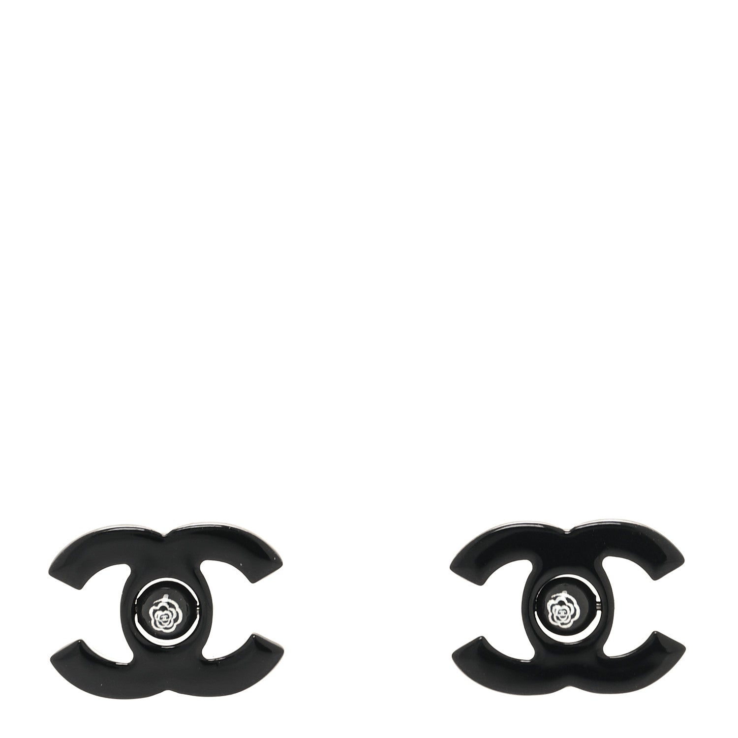 Chanel Resin CC Mademoiselle Earrings Black 1 of 4