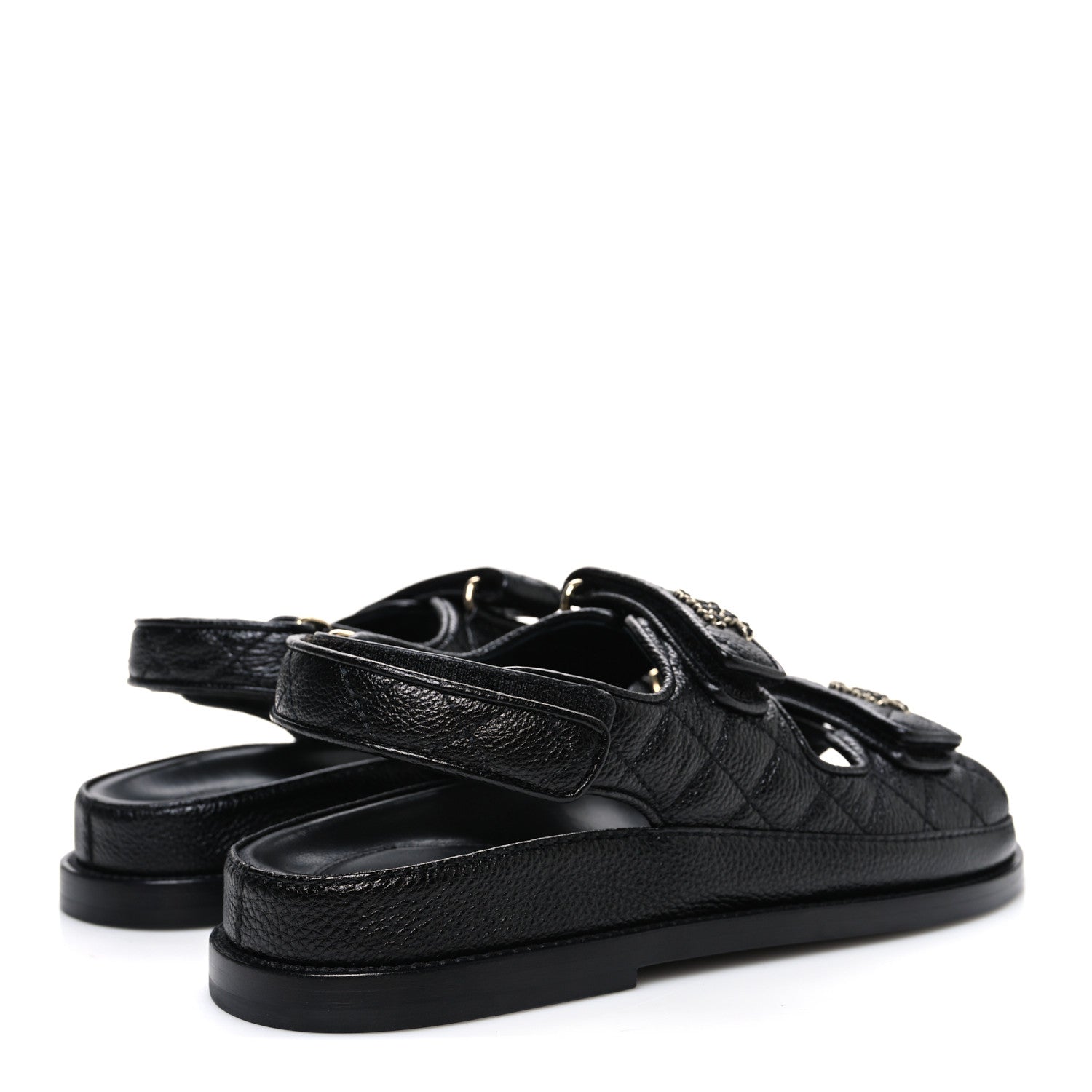 Chanel Grained Calfskin Velcro Dad Sandals 37 Black 5 of 11