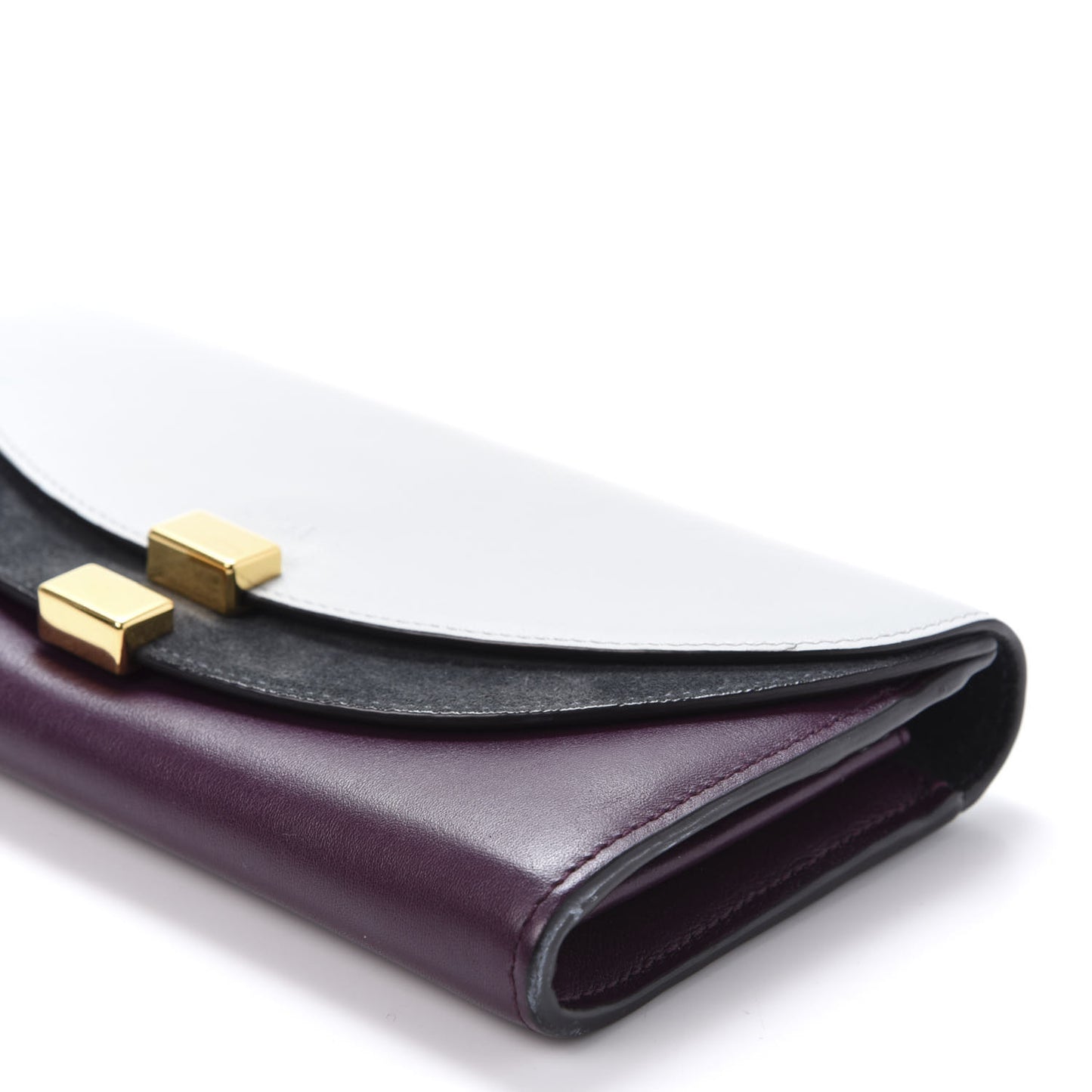 Calfskin Suede Georgia Flap Wallet Airy Grey