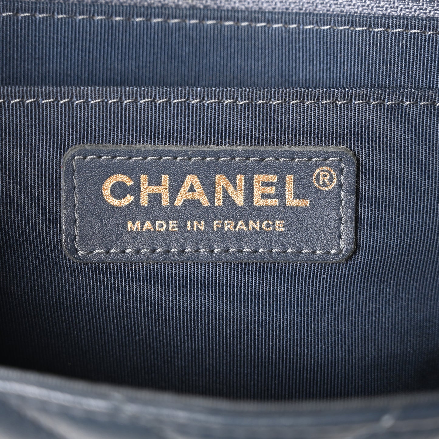 Calfskin Quilted Medium Daily Chevron Flap Navy Blue