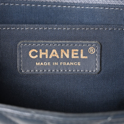 Chanel Calfskin Quilted Medium Daily Chevron Flap Navy Blue 6 of 10