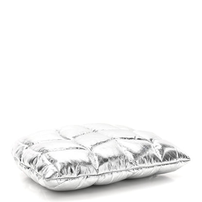 Mulberry Metallic Crinkled Calfskin Pillow Quilted Softie Clutch Silver 4 of 9