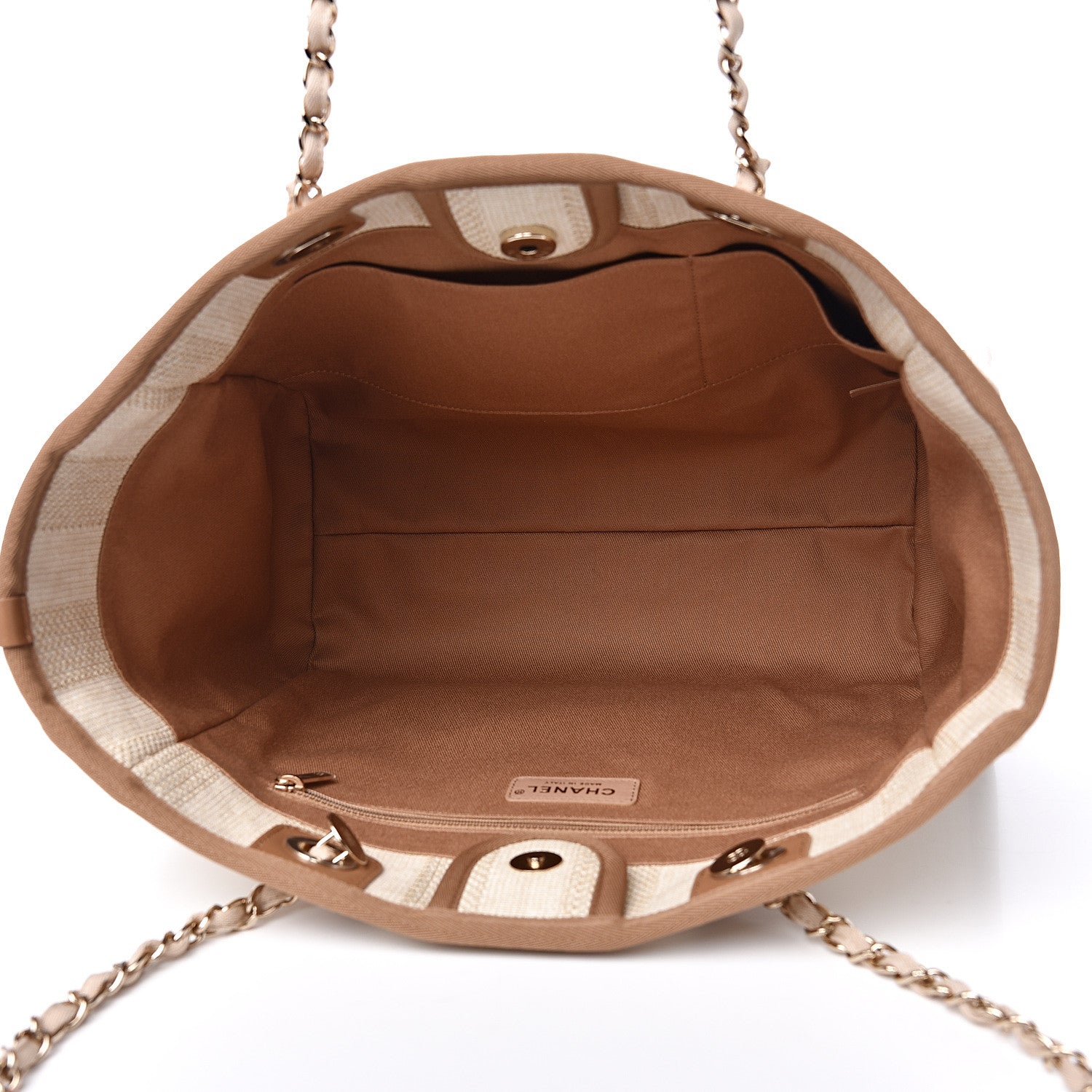Chanel Mixed Fibers Calfskin Striped Small Deauville Tote Beige 4 of 10