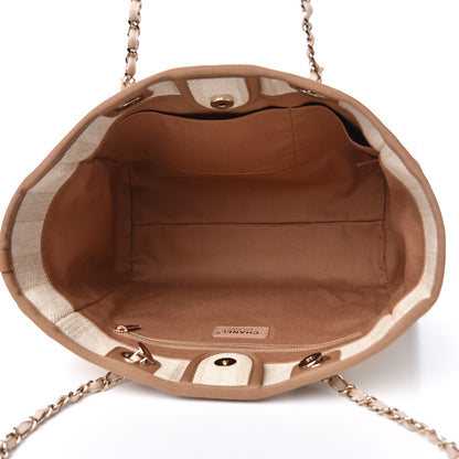 Chanel Mixed Fibers Calfskin Striped Small Deauville Tote Beige 4 of 10