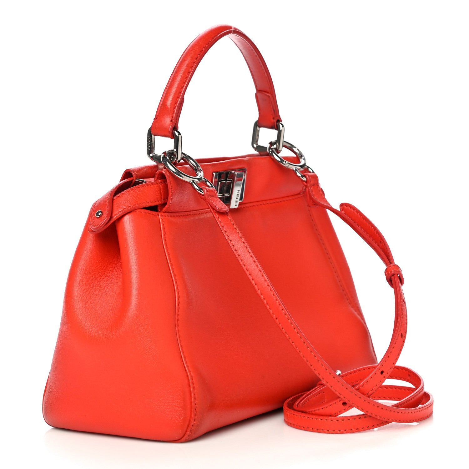 Fendi Nappa Mini Peekaboo Iconic Satchel Papavero 3 of 16