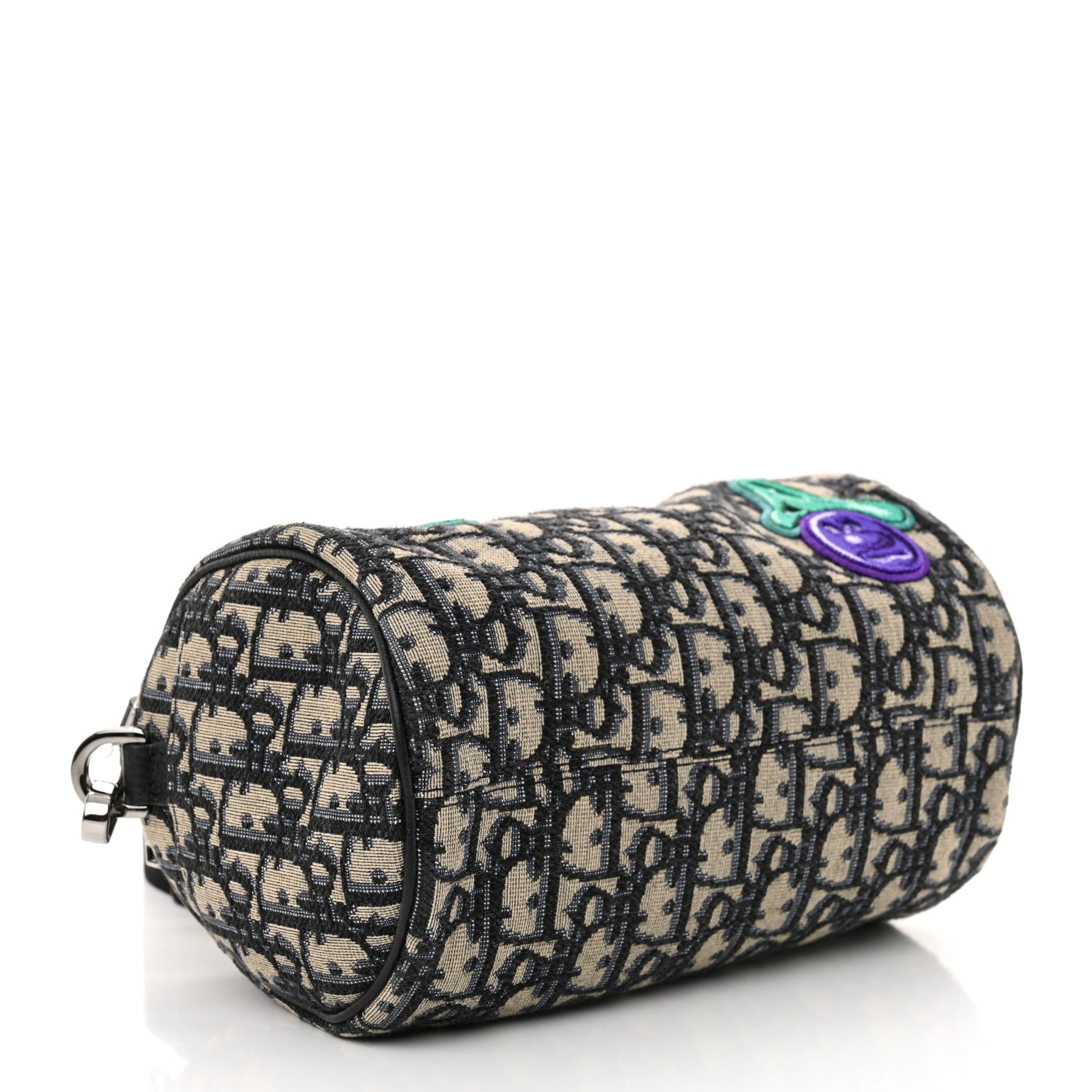 Christian Dior X KENNY SCHARF Oblique Canvas Embroidered Patches Roller Messenger Bag Charcoal 4 of 12