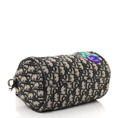 Christian Dior X KENNY SCHARF Oblique Canvas Embroidered Patches Roller Messenger Bag Charcoal 4 of 12