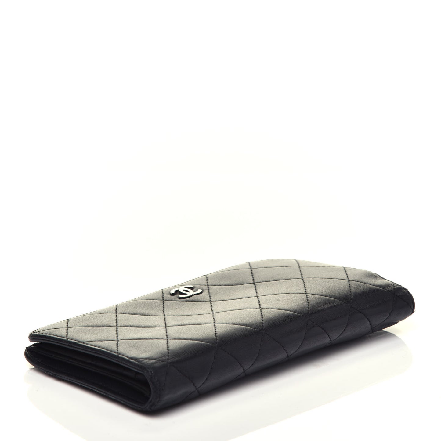 Lambskin Quilted Yen Wallet Black