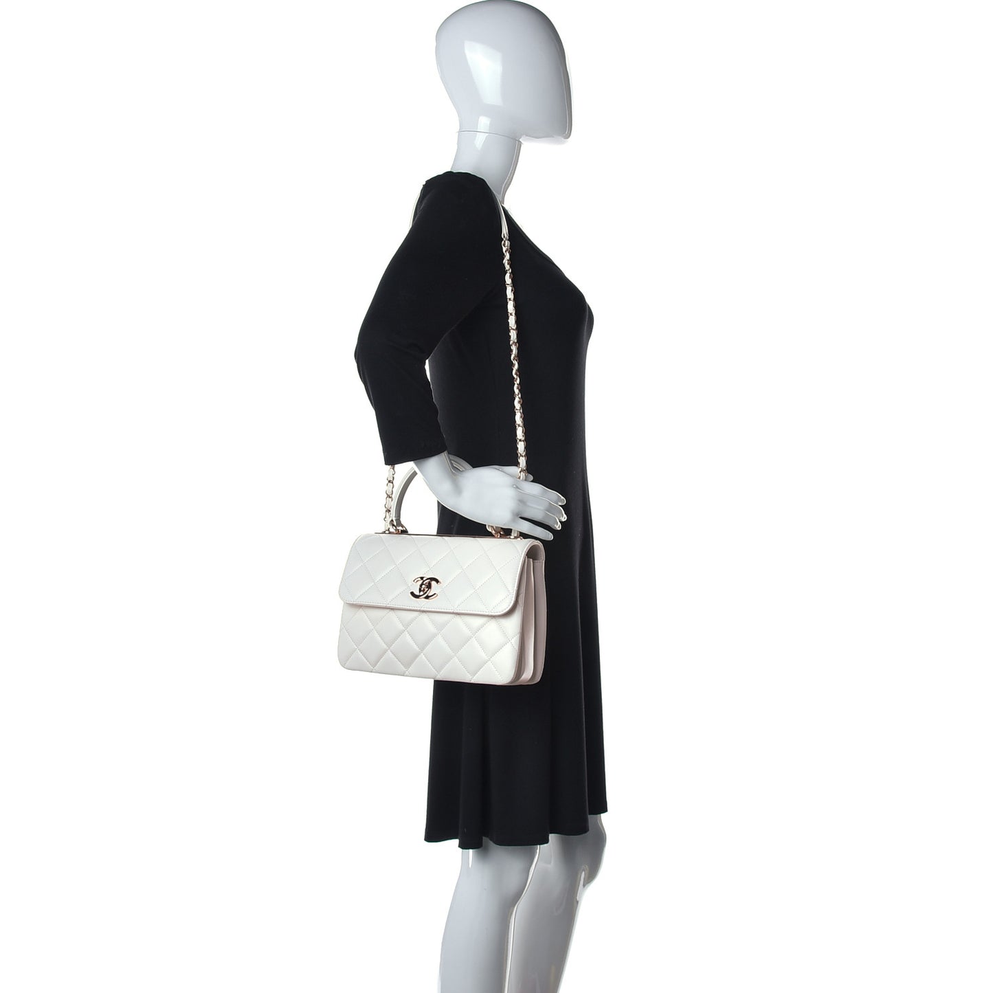 Lambskin Quilted Small Trendy CC Dual Handle Flap Bag White