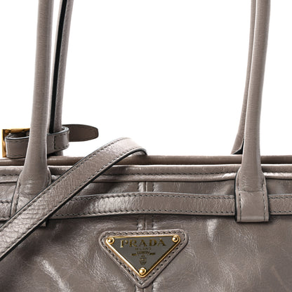Prada Glossy Calfskin Triangle Medium Bonnie Shoulder Bag Peltro 7 of 9