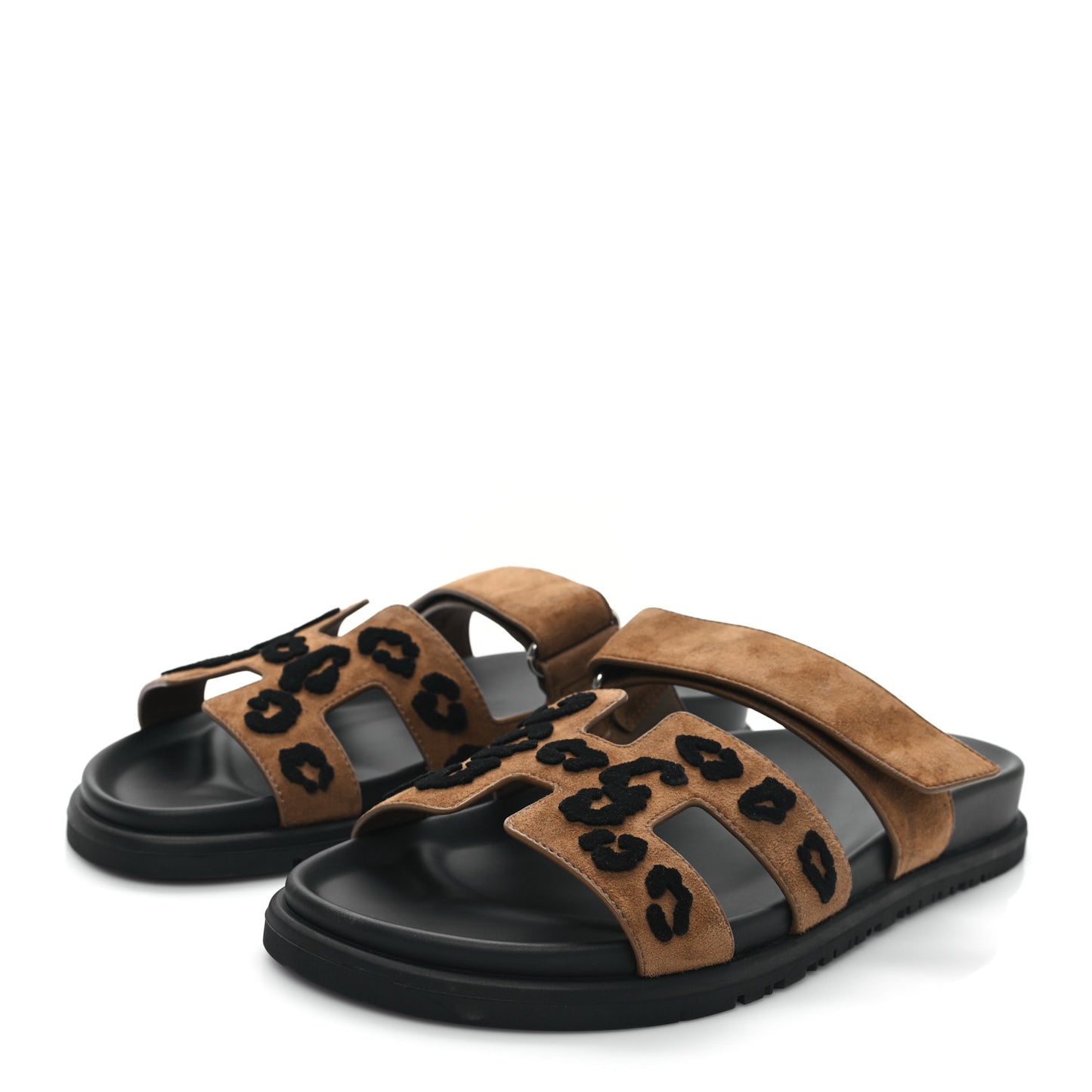 Suede Goatskin Womens Chypre Sandals 40 Brun Fume Black