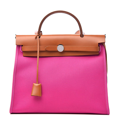 Hermes Vache Hunter Toile Herbag Zip 31 PM Magnolia Fauve 3 of 11