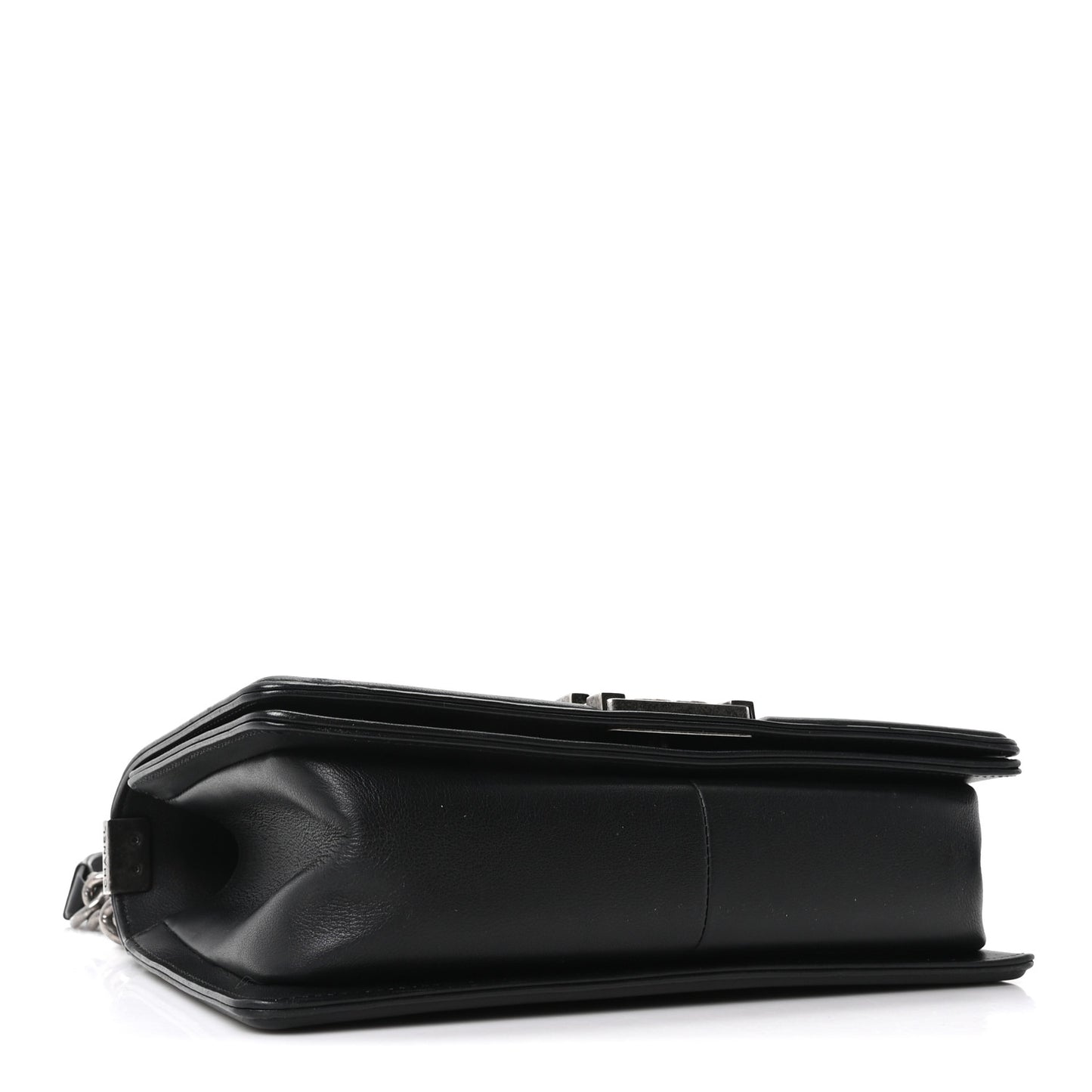 Calfskin Chevron Quilted Medium Boy Flap Black