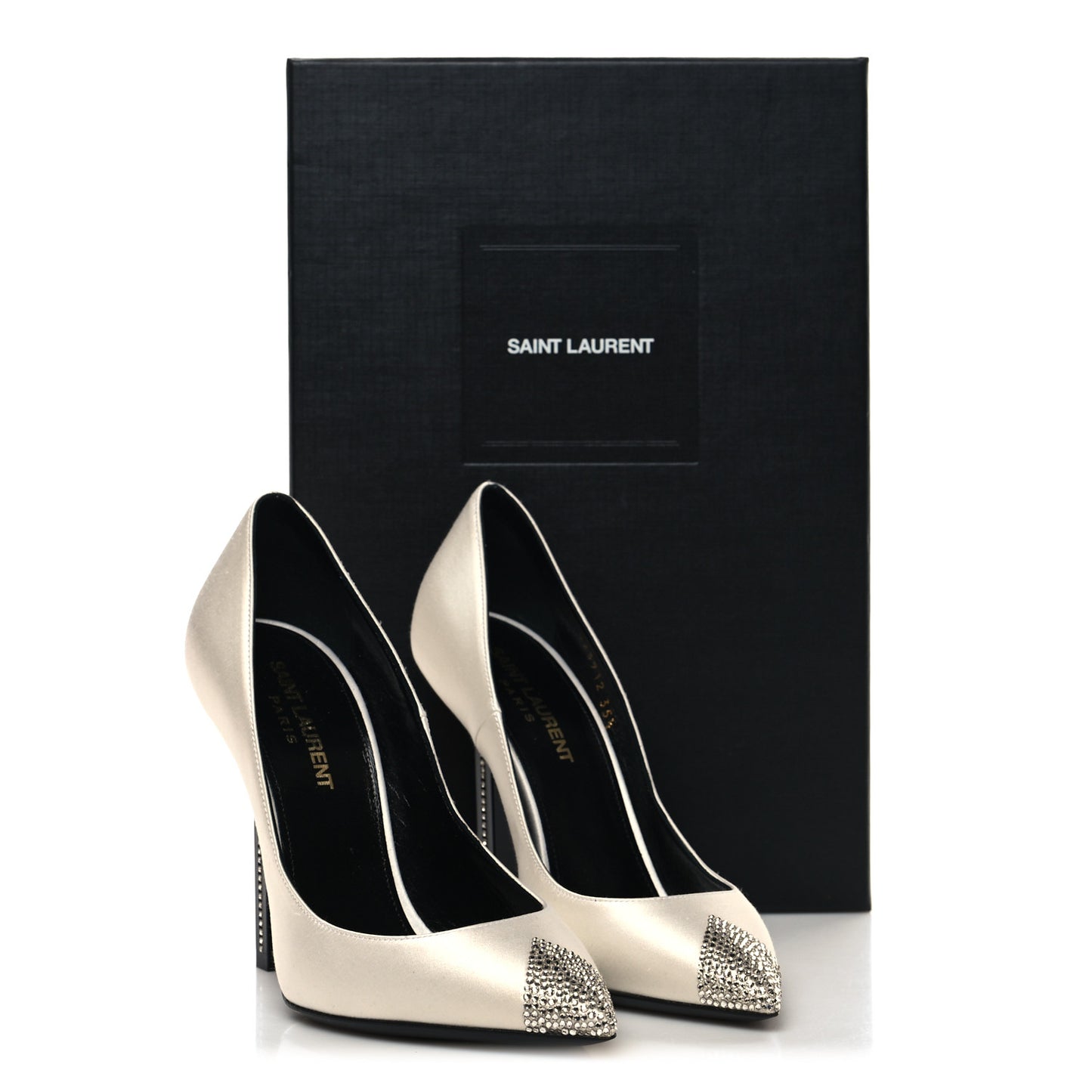 Satin Crystal Embellished Tower 110 Pump 35.5 White
