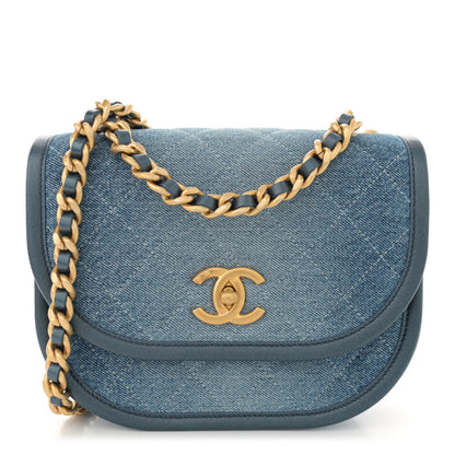 Chanel Washed Denim Quilted Small Messenger Flap Blue 1 of 11