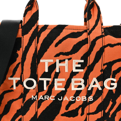 Marc Jacobs Cotton Canvas Zebra Tiger Print Medium The Traveler Tote Bag 7 of 9