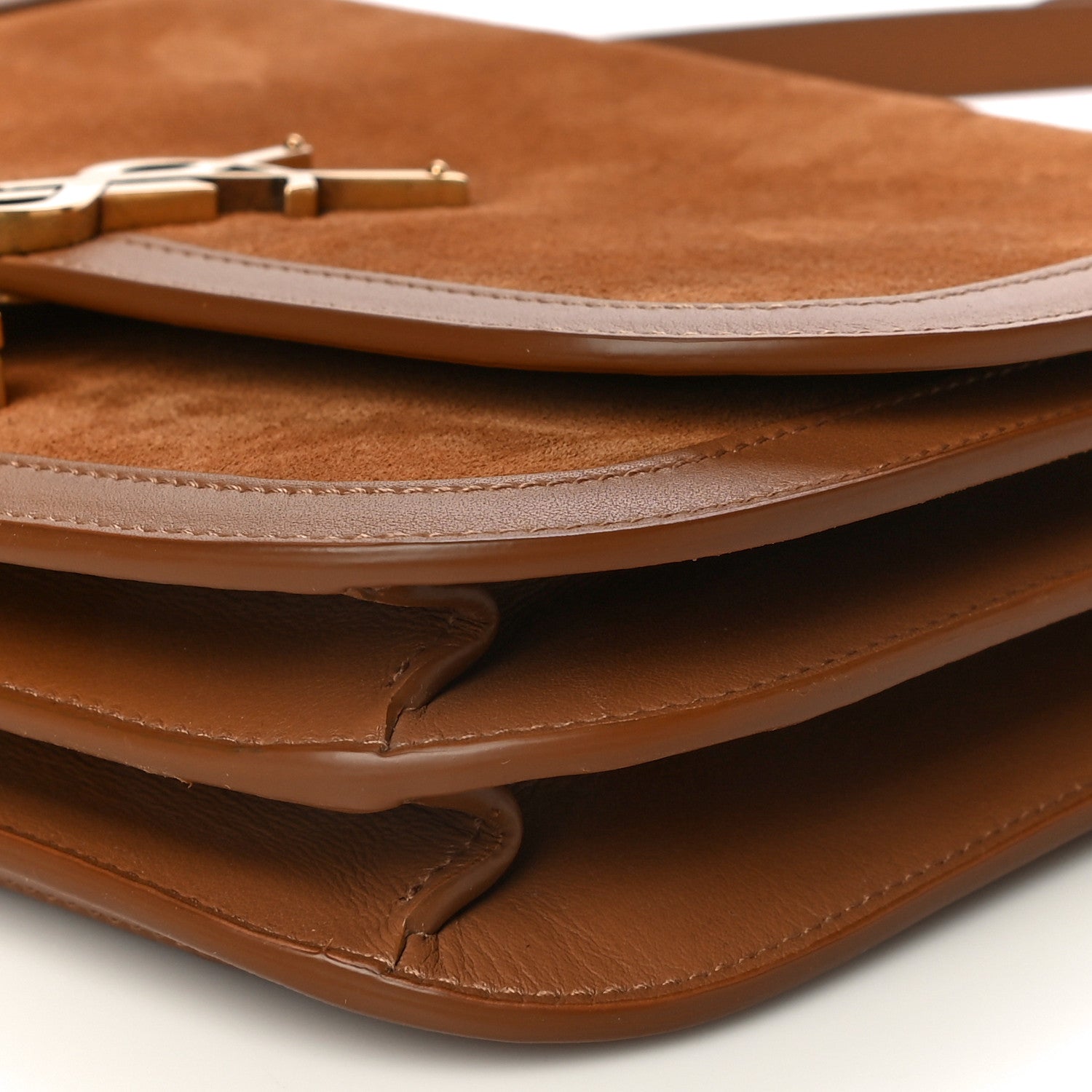 Saint Laurent Suede Smooth Calfskin Monogram Medium Solferino Soft Satchel Cinnamon 11 of 11