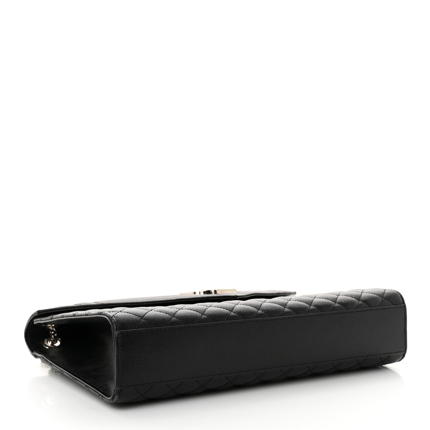 Grain De Poudre Textured Mixed Matelasse Large Triquilt Monogram Satchel Black