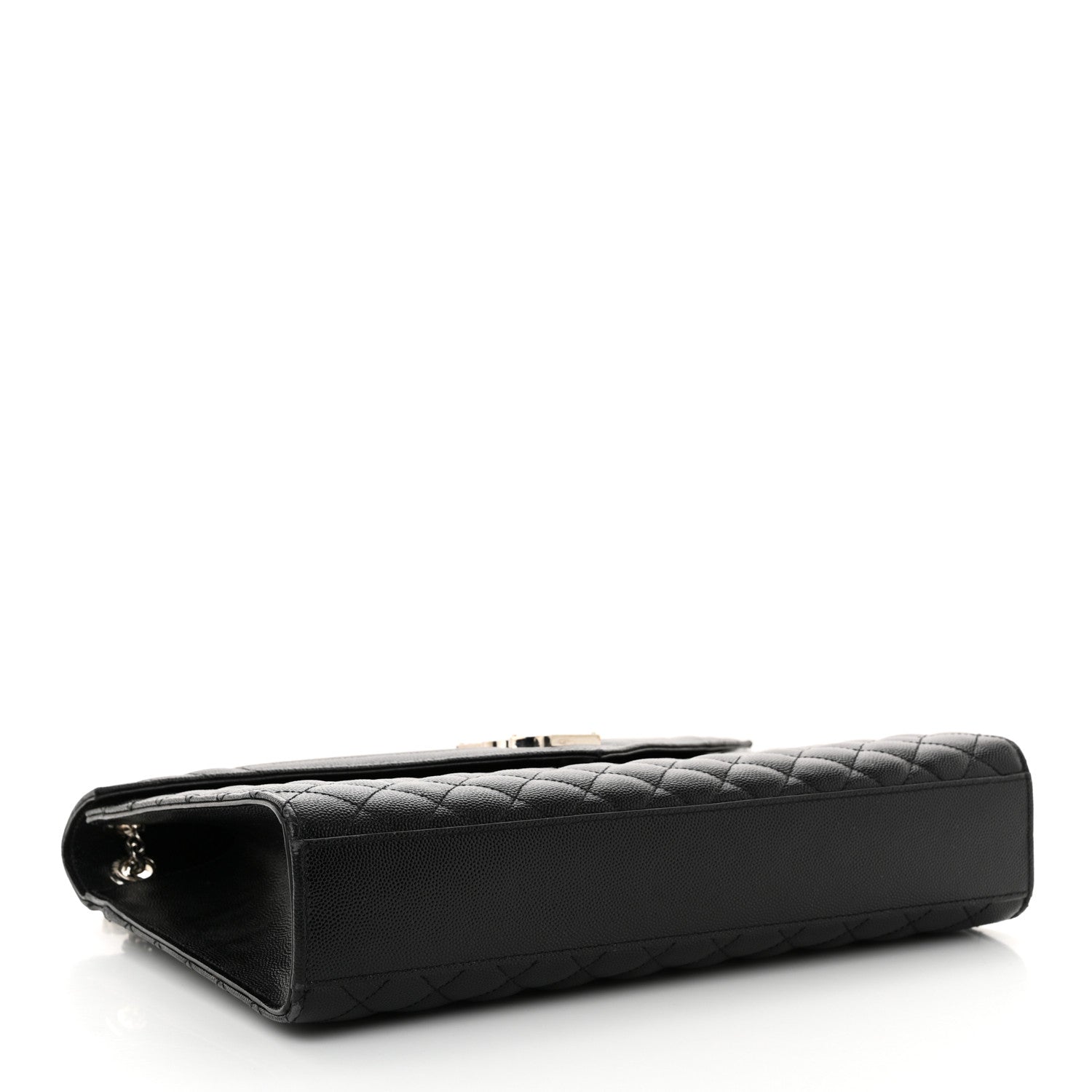 Saint Laurent Grain De Poudre Textured Mixed Matelasse Large Triquilt Monogram Satchel Black 4 of 13