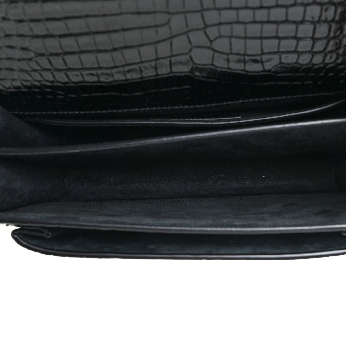 Calfskin Crocodile Embossed Medium Monogram Sunset Black