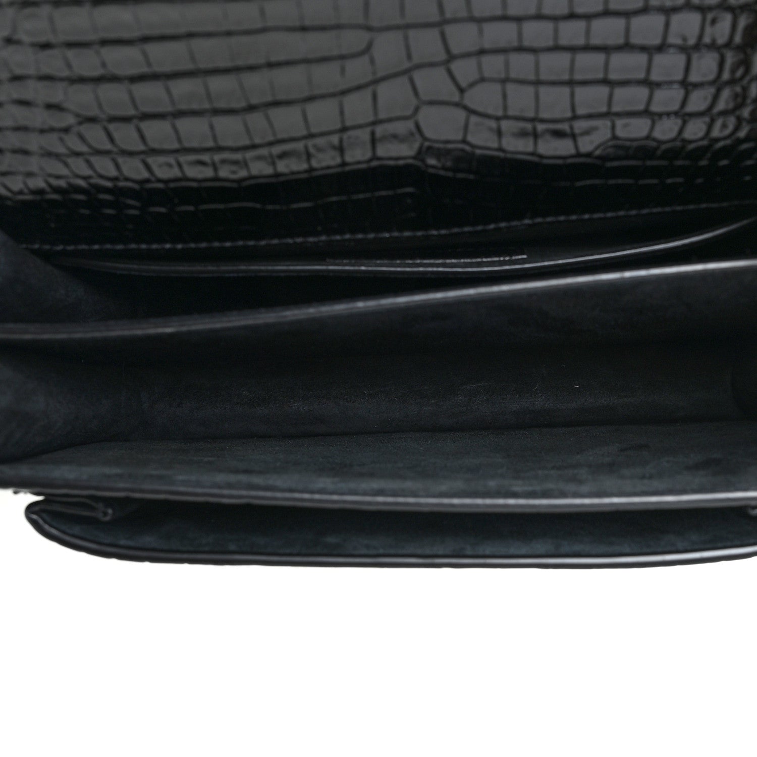 Saint Laurent Calfskin Crocodile Embossed Medium Monogram Sunset Black 5 of 14