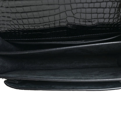 Saint Laurent Calfskin Crocodile Embossed Medium Monogram Sunset Black 5 of 14