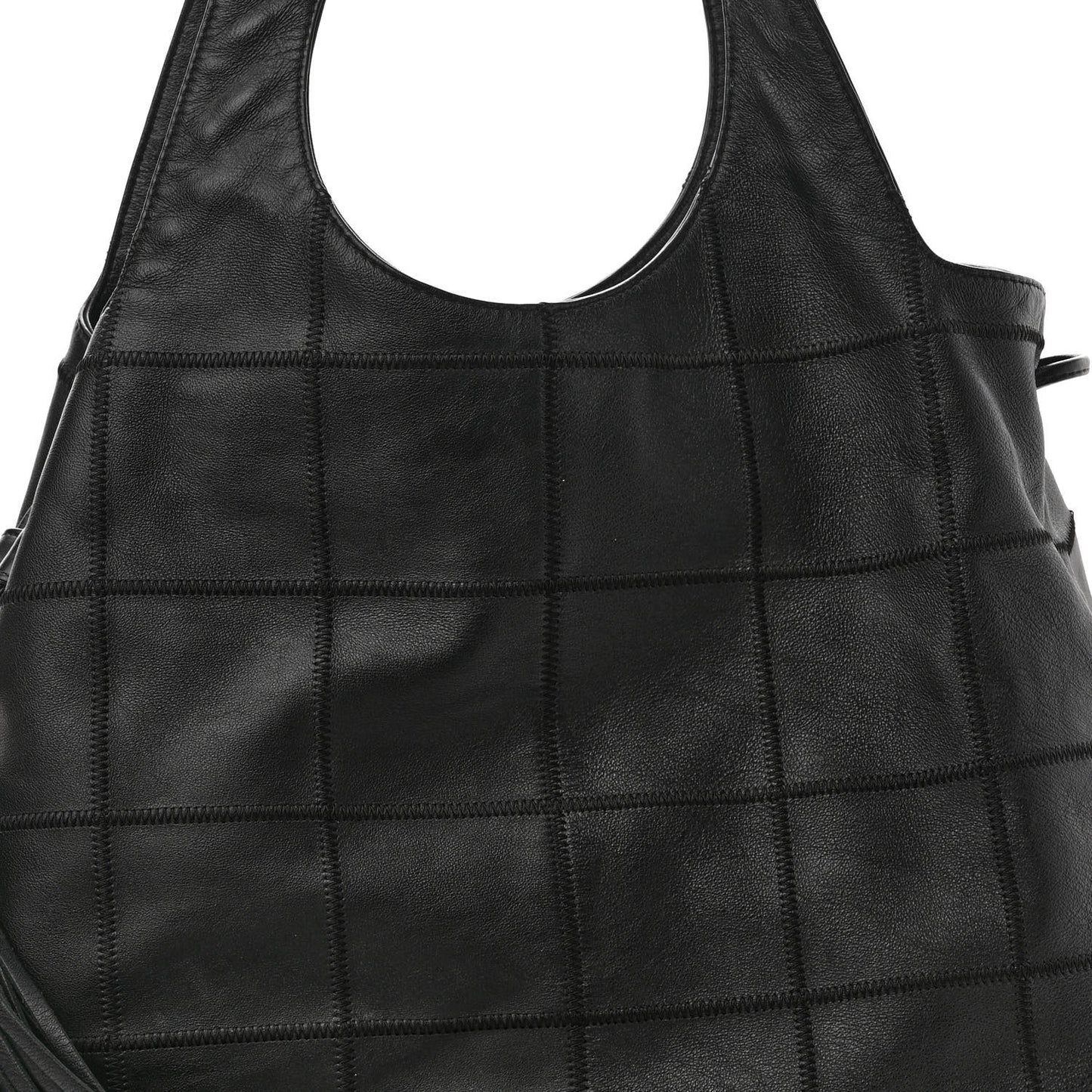 Calfskin Square Stitched Tassel Bag Black
