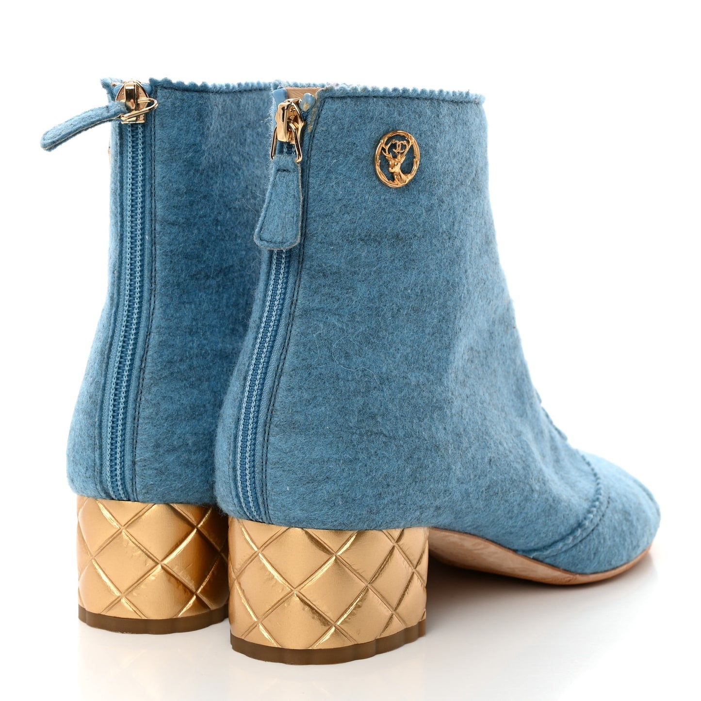 Chine Felt Short Boots 40.5 Blue