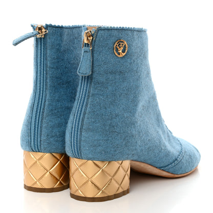 Chanel Chine Felt Short Boots 40.5 Blue 4 of 9