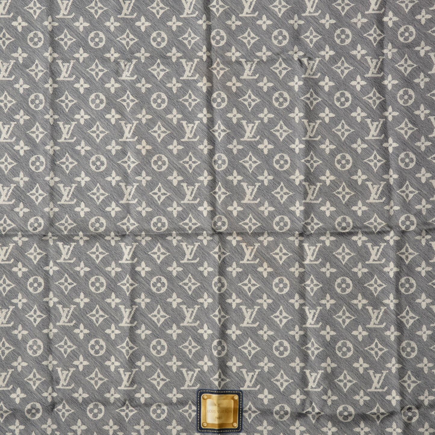 Silk Monogram New Denim Bandana Scarf Navy