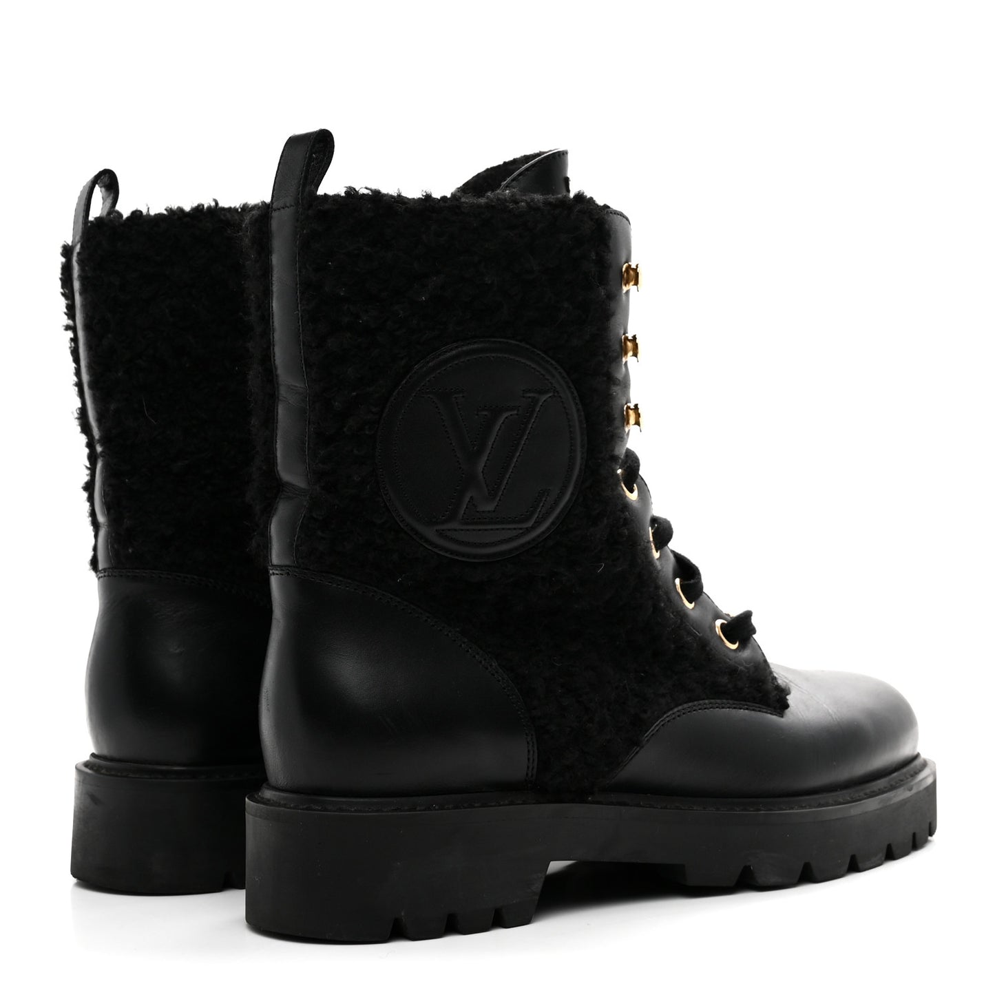 Shearling Calfskin Territory Ranger Combat Boots 41 Black