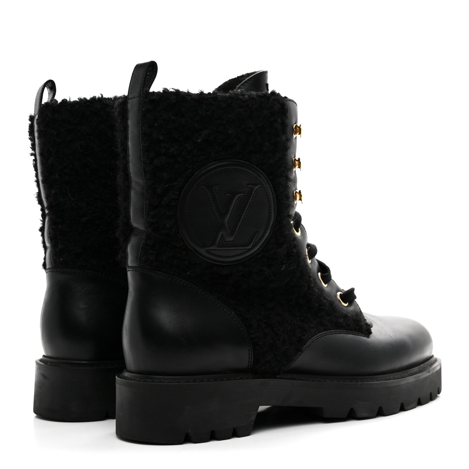Louis Vuitton Shearling Calfskin Territory Ranger Combat Boots 41 Black 5 of 9
