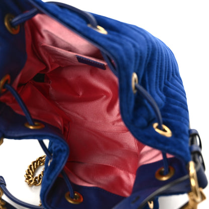 Gucci Velvet Matelasse GG Marmont Bucket Bag Cobalt Blue 5 of 9