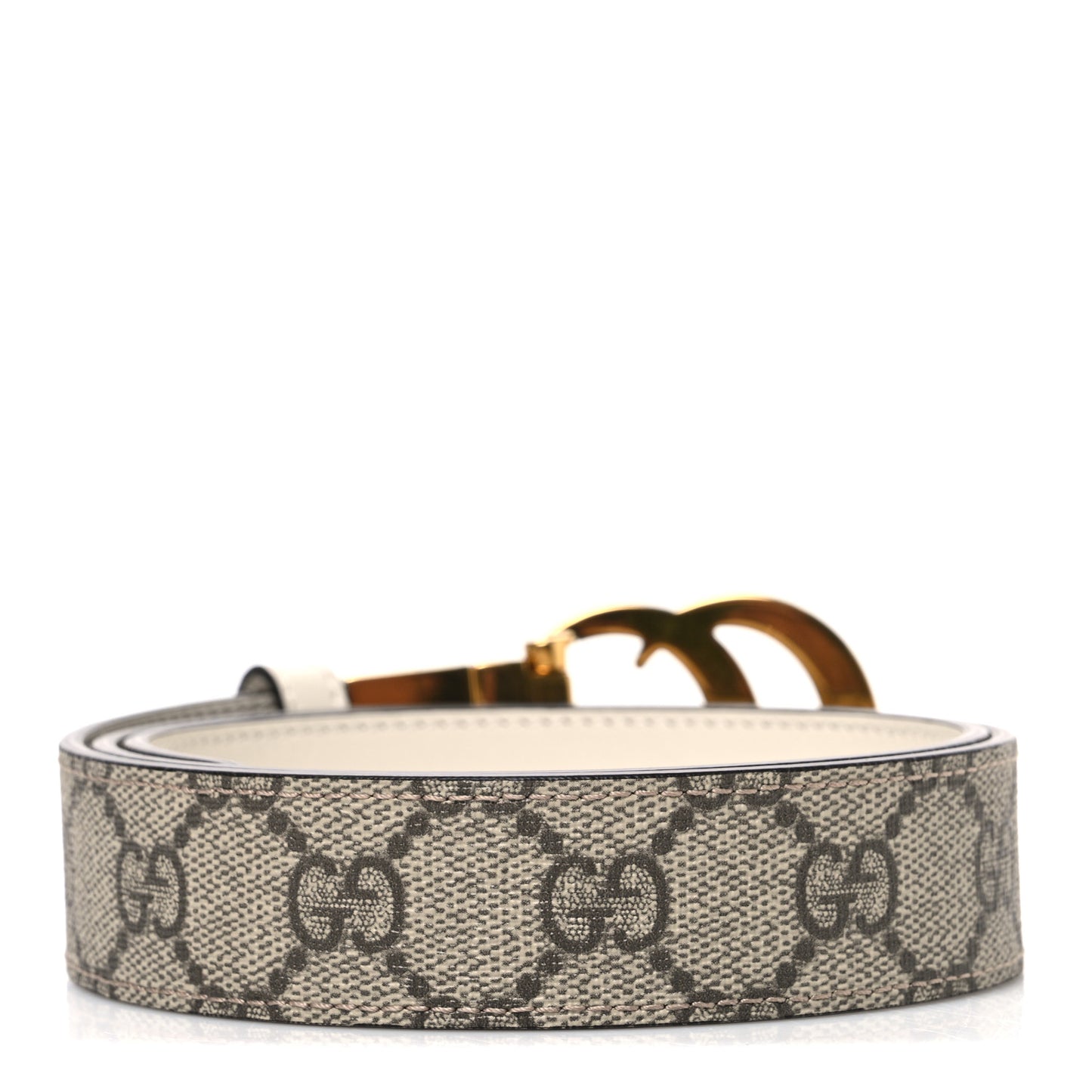 GG Supreme Monogram Plutone Calfskin Double G Reversible 30mm Belt 75 30 Beige Ebony Mystic White