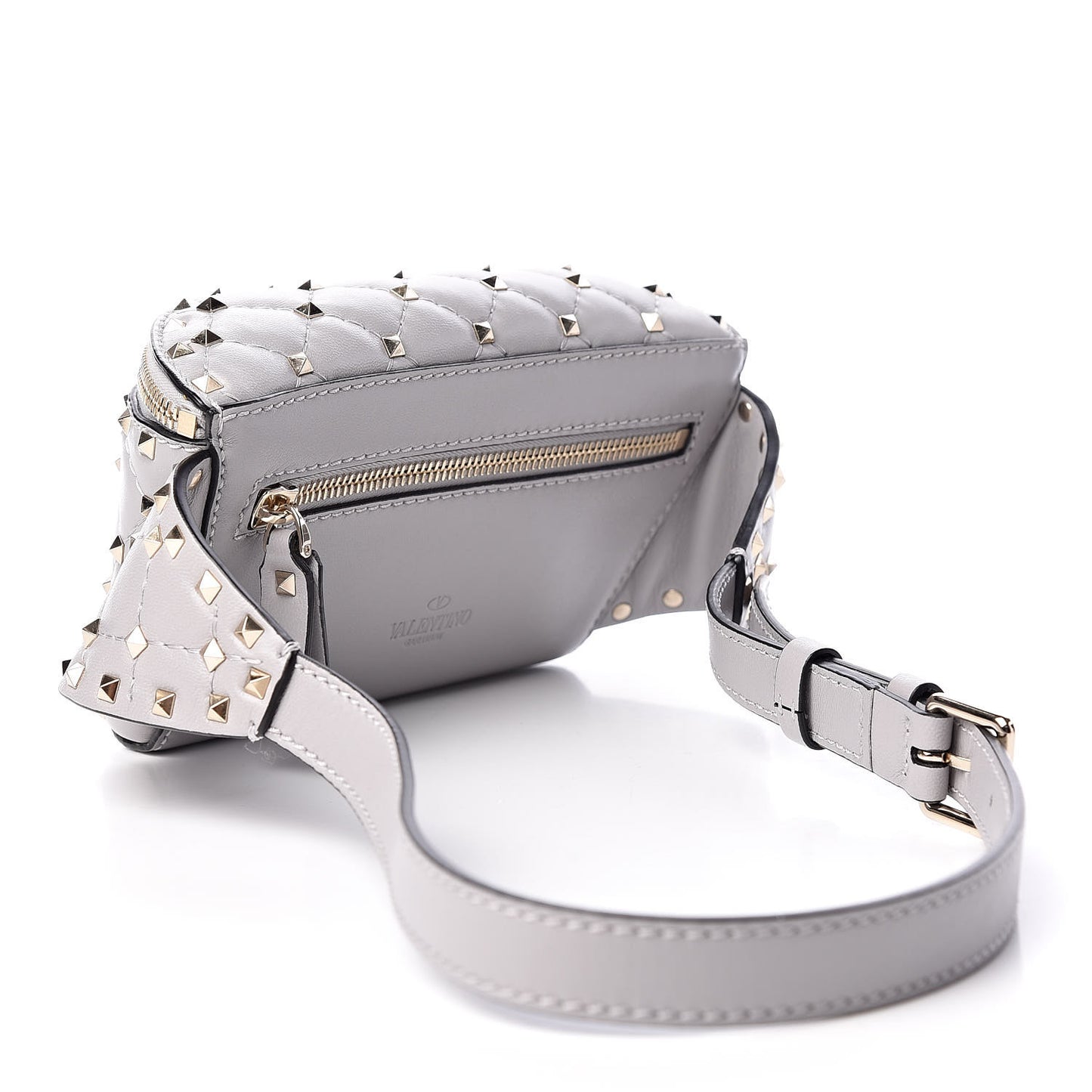 Nappa Rockstud Spike Belt Bag 85 Pastel Grey