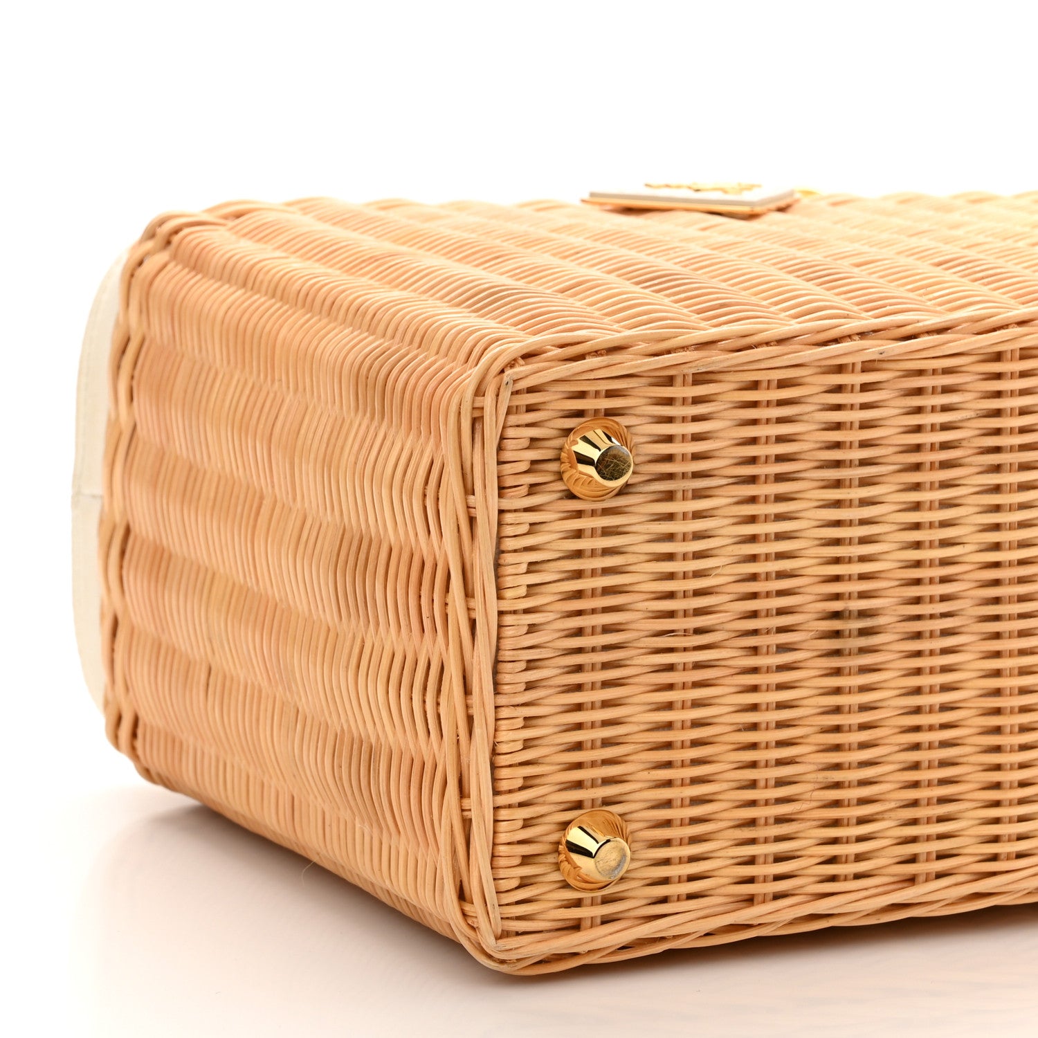 Prada Wicker Canvas Tote Naturale White 6 of 12