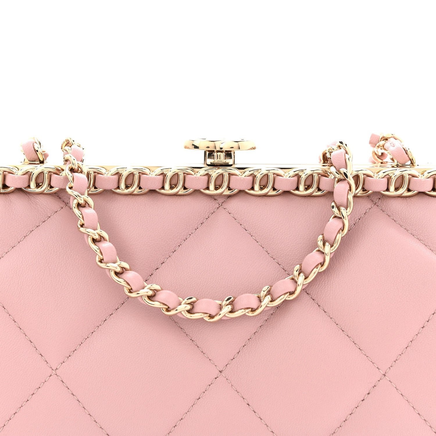 CHANEL ヴィンテージ キルティング クラッチ／クリムゾン） Chanel Lambskin Quilted Chain Frame Clutch Pink 1871465 – FASHIONPHILE