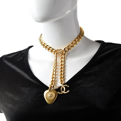 Chanel Metal Chain Link CC Pendant Choker Necklace Gold 2 of 5
